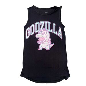 Godzilla Tank Top Black S Graphic Print Sleeveless Shirt Cartoon Toho Co LTD NEW